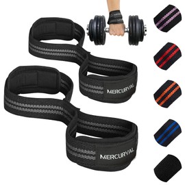MERCURYAL Figure 8 Padded Lifting Straps Strength Training - Weight Lifting Straps - Bodybuilding Weights Training - Deadlift, Deadlift - Lifting Straps Bodybuilding for Men and Women (Black & Grey)