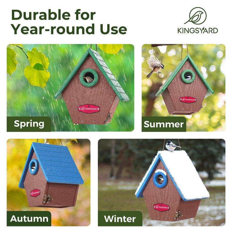 Kingsyard Recycled Plastic Bird House for Outdoors - Hanging Nesting