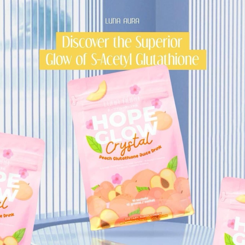 Luna Aura Hope Glow CRYSTAL Peach Glutathione Juice Drink, 10