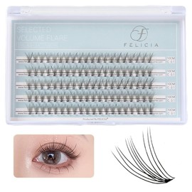 FELICIA Partial False Eyelashes, Natural, Matsueku, Self Bundle, DIY Eyelashes, 10 Bundles (0.1mm, C-Curl, 10mm)