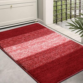 Kitinjoy Indoor Door Mat, 36x24 Non-Slip Absorbent Dirt Trapper Entrance Mat, Low-Profile Washable Inside Floor Mat, Sturdy Soft Entry Doormats for Entryway, Burgundy