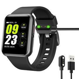 MAIXIANGGUOJI Smart Watch Charger Magnetic Smart Watch Charging Cables 2 pin 2.8mm Compatible with YAMAY SW025 Letsfit ID206 ID205L ID205U ID205S ID216 Umidigi Uwatch SW023 (Black)