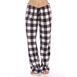 Just Love Women's Plush Pajama Pants, Small, Buffalo Plaid White