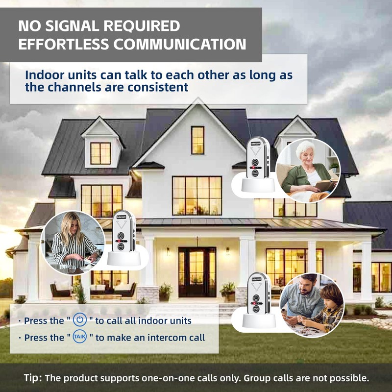 PANDAAR Intercoms Wireless for Home, 2 Way Intercom Communication 4900ft