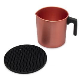 OFF TENTH Rose Gold Wax Pouring Pot 60oz/3 Pound Capacity - Heavy Duty Durable Non-Stick Aluminum Dripless Soy Beeswax Melting Pitcher with Heat-Resisting Handle Complete Holder Trivet, CMPP-4LB