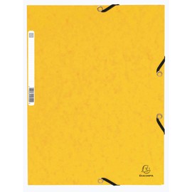 Exacompta 55309E Pack of 10 Folders Made of Extra Strong Colorspan Cardboard DIN A4 with 3 Flaps and Elastic Bands Yellow Document Folder Ideal for Office and School