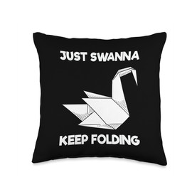 Origami Folding Paper Hobby Apparel Origami Swan Folding Paper Master Origamist Japanese Art Throw Pillow, 16x16, Multicolor