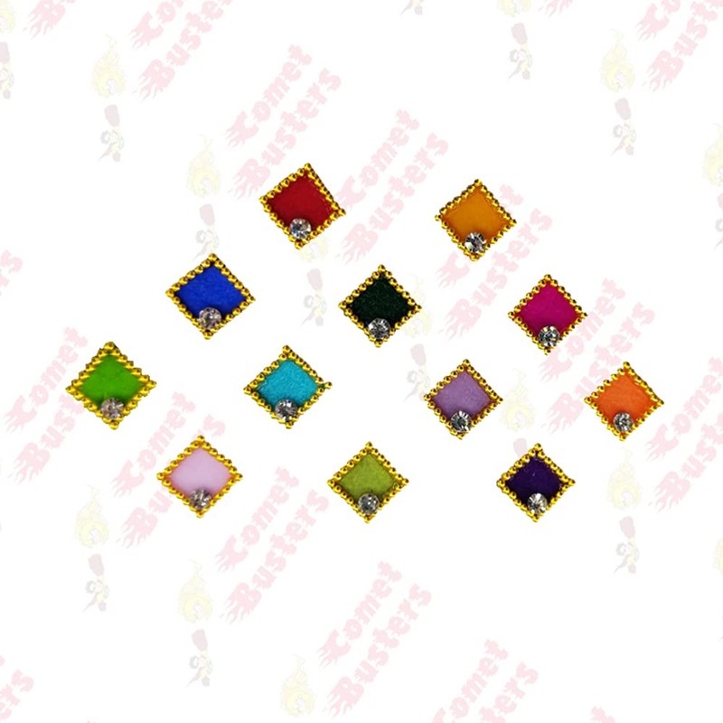 Comet Busters Beautiful Square Bindis With Golden Border (BIN587)