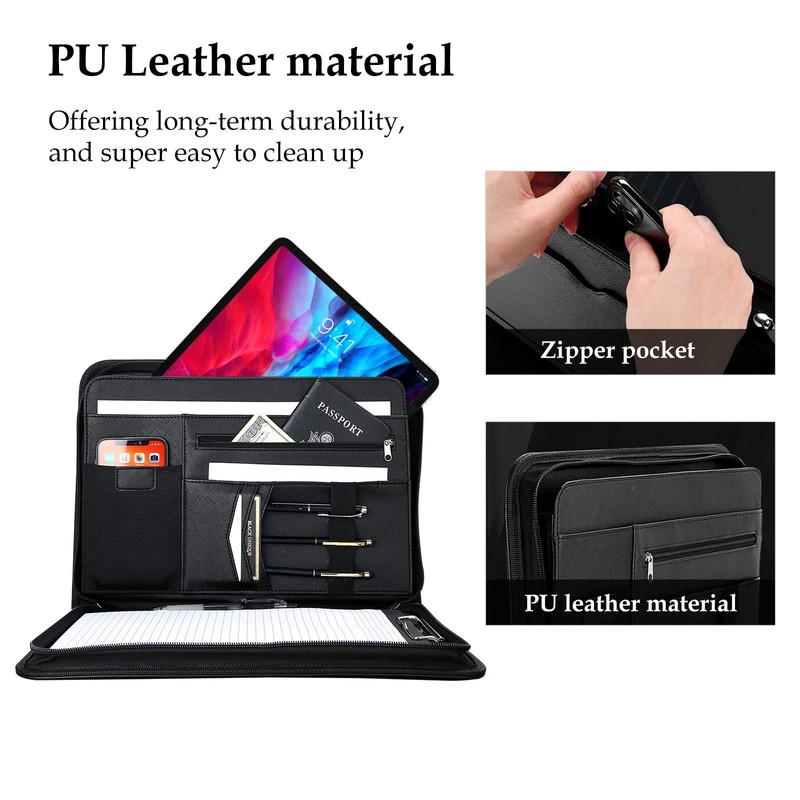 ProCase Portfolio Business Padfolio Folder with Zipper, Conference Meeting Executive