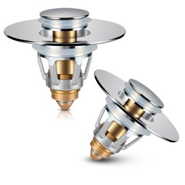 Tgosomt Bathroom Sink Stopper 2 Pack, Bathroom Sink Drain Strainer, Revolutionary Bathroom Accessories and Essentials (Shiny Chrome)