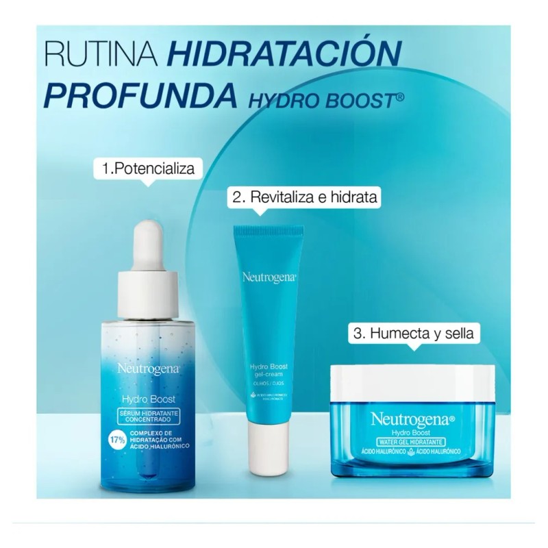 Kit Rutina Facial Hydro Boost Hidratante, Serum Y Crema De