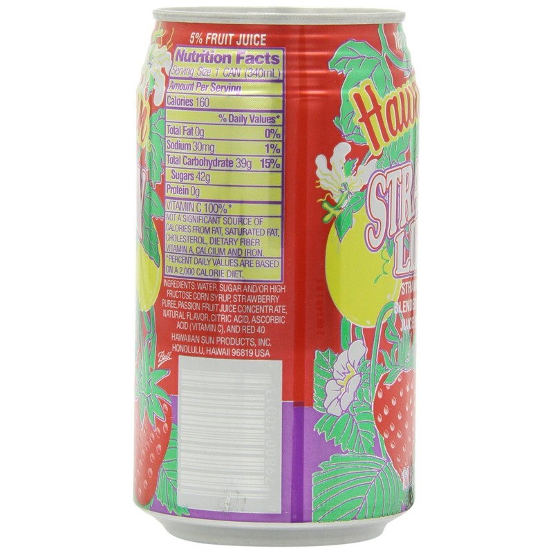 Hawaiian Sun Lilikoi, Strawberry, 11.5-Ounce (Pack of 24)