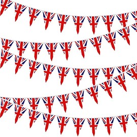 Union Jack Bunting Banner 32.8ft Reusable Outdoor Waterproof 30 UK Britain Triangle Flags,Union Jack Flags String Bunting King Charles III Coronation Decoration for King Charles the Third Street Party