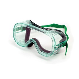 Sellstrom Flexible, Soft, Direct Vent, Protective Safety Goggle, Green-Tinted Body, Anti-Fog Coating, Clear Lens, Black Adjustable Strap, S81310