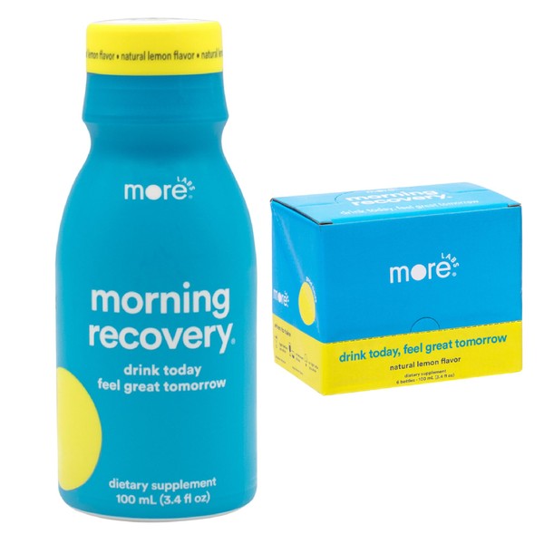 Morning Recovery Electrolyte, Milk Thistle Drink Proprietary Formulation to Hydrate While Drinking for Morning Recovery, Highly Soluble Liquid DHM, Original Lemon, Pack of 6