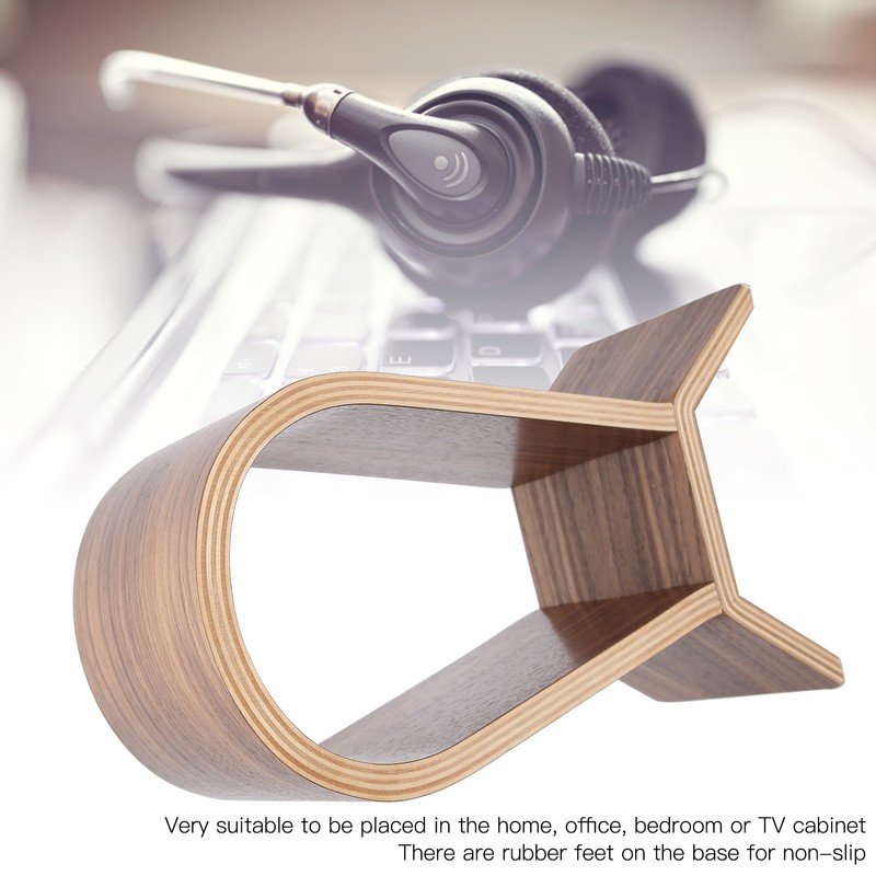 Headphone Holder Bluetooth Headset Integrated Curved Display Stand Storage AccessoryWood