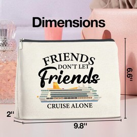 UPNEGE Cruise Makeup Bag Cruise Gifts for Bestie Best Friend Travel, Friends Don't Let Friends Cruise Alone Cosmetic Bag Zipper Makeup Pouch