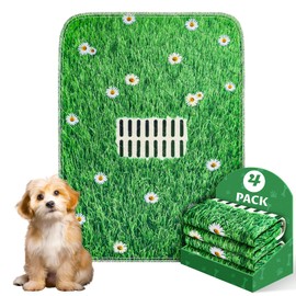 Aitmexcn Washable Pee Pads for Dogs, 4 Pack Super Absorbent Reusable Puppy Pads, Lawn Design Reusable Dog Pads for Potty Tranning, Whelping, Playpen, Crate, Bed - 18"x24" - Green