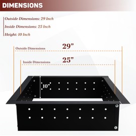 FEBTECH Square Smokeless Fire Pit Insert- Carbon Steel 29" OD & 25" ID Outdooe Fire Ring Liner - Portable Insert for DIY In-Ground or Above-Ground Outdoor Bonfires