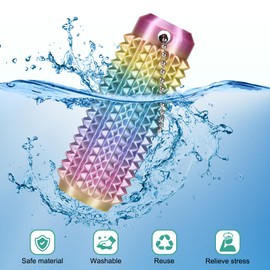 Little Ouchies Fidget 3D Printed Keychain Sensory Toy Spiky Grippie Stim Keychain for Anxiety Relief Positive, Novelty Gifts for Friends Office Workers (Red Blue)