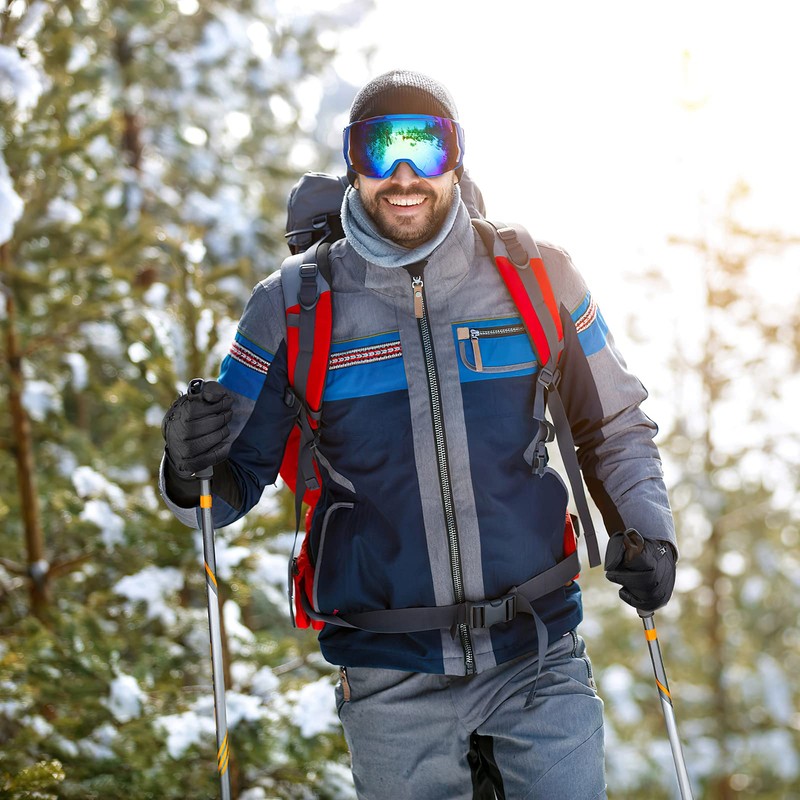 QKURT Ski Gloves, Winter Warm Windproof Snow Mittens Mens Women