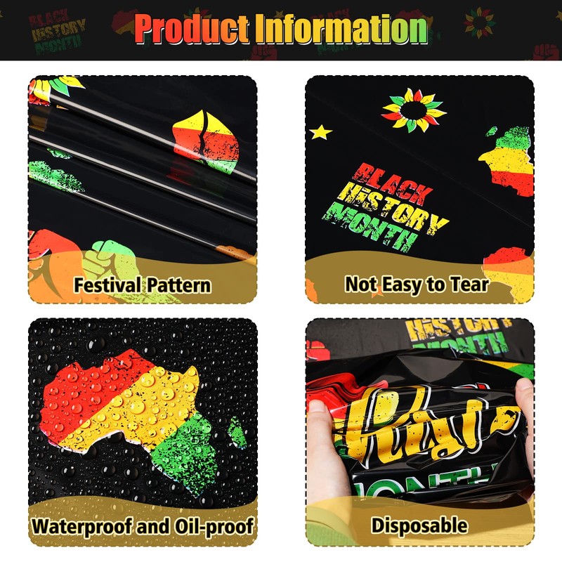 3 Pack Black History Month Tablecloth Decorations Afro African American