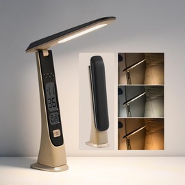 WILIT Rechargeable Lamps Cordless Table Lamp, Foldable Portable Desk Lamp, Battery Operated Lights with Stepless Brightness&Time Display for Home Office, Book Lights, Desk Accesories, Tea White