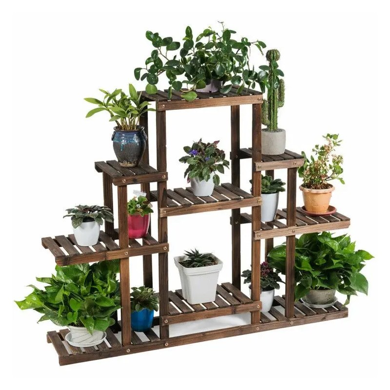 6-Tier Flower Wood Stand Plant Display Rack Storage Shelf for