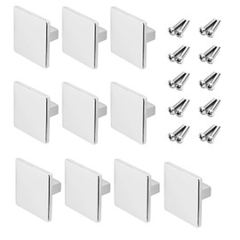 Bohaner 10Pcs Square Cabinet Knob Door Pull Handle Silver Drawer Knobs Cabinet Knobs Brushed Nickel Cupboard Knobs Square Knobs Zinc Alloy Kitchen Door Knobs for Drawers Cabinet Cupboard