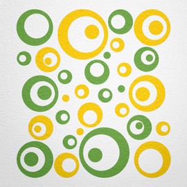 WANDfee® Wall Tattoo, Circles, Dots, 50 Stickers, Colour Choice For Children's Bedroom, Living Room, Hallway, Bathroom, Kitchen, Tile Stickers, yellow