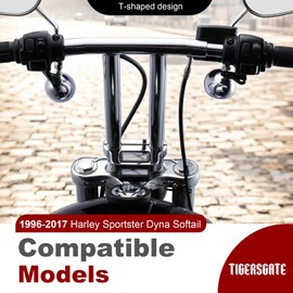 TIGERSGATE 16 inch Narrow T Bars handlebars for 1996-2017 Harley Sportster/Dyna/Softail, Chrome