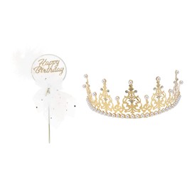 Alipis 2pcs Birthday Crown Card Birthday Decoration Romantic Ornament Wedding Crown Decor Decorative Topper Shiny Cupcake Topper Crown Ornament Baking Decoration Dessert Crystal Acrylic