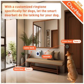 ChunHee Dog Bells to Go Outside,Bells for Dog Training to Go Outside,Dog Door Bell for Dogs to Ring to Go Potty,Dog Bells with Customized Ringtones Adjustable Volume,1 Receiver & 1 Dog Buttons