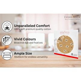 Tan Bandana for Men Women - 100% Soft Cotton, Paisley, 22x22 In, 1 Pack - Large Beige Handkerchief Light Brown Headband Scarf