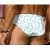 Unbranded Nautical "Anchors Away!" Print Men's White Swim Briefs. Size