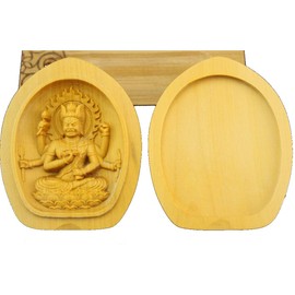 木彫 of Buddhist Buddha 愛染明王 Guardian 本尊 Tsuge Boxwood