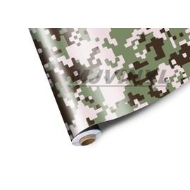 MJVINYL Digital Camouflage Vinyl Film Car Wrap Bubble Free Air Release Free Tool Kit (Green Black White, 84" x 60" / 7FT x 5FT)