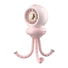 IEOTT Portable Stroller Fan, Whisper-Quiet, Auto-Oscillation, Warm-Tone Night Light, 3600mAh Rechargeable Battery, Dense Safety Grill, Designed for Crib, Car Seat, Travel and Camping (Pink)