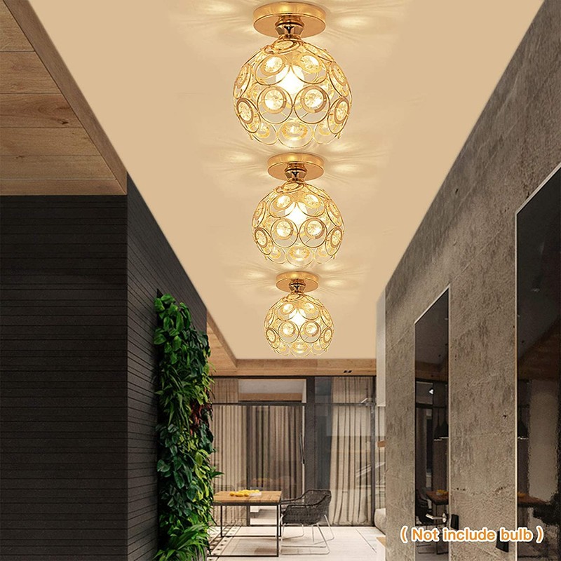 Zevnico Gold Mini Chandelier Light Fixture, Crystal Ceiling Light, Semi