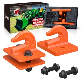 AMBULL 2 Pack 3/8" Tractor Bucket Grab Hook Grade 70 Forged Steel Bolt On Grab Hook Tow Hook Mount with Backer Plate,Work Well for Tractor Bucket, RV, UTV,Truck, Max 15,000 lbs, Orange