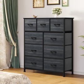 YITAHOME Dresser for Bedroom with 9 Drawers - Organizer Unit for Living Room, Hallway, Closets (Charcoal Black Wood Grain)