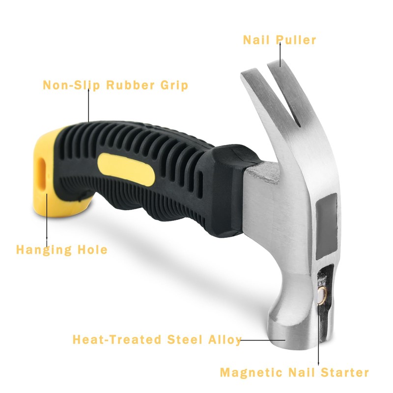 Nail Assortment Kit and 8oz Small Hammer, 650 Pcs Small