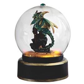 ICE ARMOR 7.5" H Green Dragon in Air Powered Snow Globe Statue Sculpture Ornament Decoration Home/Room Decor Ideas for Housewarming, Holidays and Birthdays Great Collectible Addition