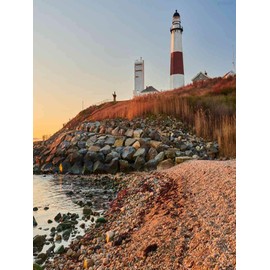 Landmark 5D DIY Diamond Painting Kits for Adults, Montauk Lighthouse and Beach at Sunrise Long Island New York Diamond Painting Accessories by Numbers Full Drill, 12x16 Inch