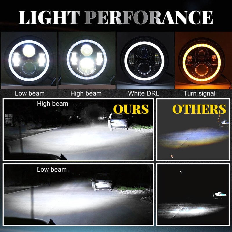 Unbranded 7" Inch LED Headlights + Smoke Tail Lights Combo