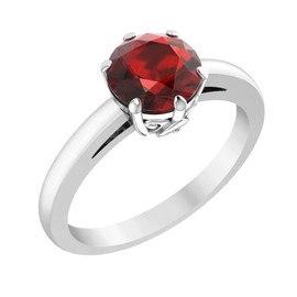 Belinda Jewelz Ring for Womens 925 Sterling Silver Band Ring Red Garnet Gemstone Ring Solitaire Center Round 7mm Jewelry Gift for Her, Size 8