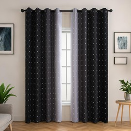 Ombre Blackout Curtains 102 Inches Long 2 Panels Set, Black and Greyish Whiteishish White Thermal Insulated Drapes for Bedroom, Full Room Darkening Grommet Curtains for Living Room, 52Wx102L