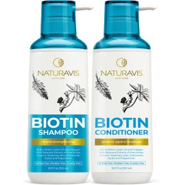 Biotin Shampoo and Conditioner Set with Castor Oil - Sulfate Free Formula to Boost Volume for Thinning Hair - Thickening Ingredients for Men and Women - Volumizing Salon Grade Treatment with Rosemary