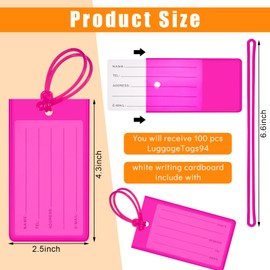 100 Pcs Plastic Luggage Tags Assorted Name Identification Labels Set Flexible Suitcase Tags for Travel Cruise Baggage, 10 Colors