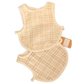 Fibre For Good Organic Cotton Fitted Bib 2 pack, Brown & Sage Checks